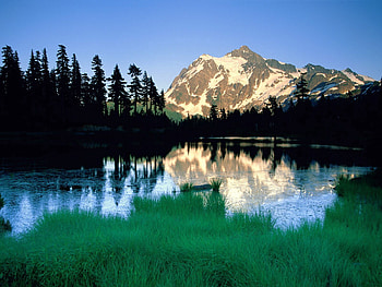 Nature, Mountains, Lake, Morning, Shadows, Washington HD wallpaper