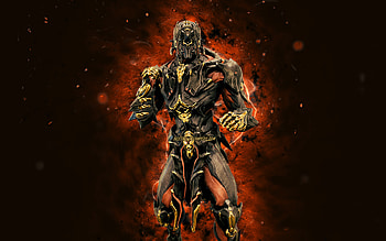 Atlas, , orange neon lights, Warframe, RPG, Warframe characters, Atlas Build, Warframe Builds, Atlas Warframe HD wallpaper