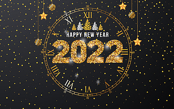 Happy New Year 2022, gold clock, , midnight, night, 2022 New Year, 2022 clock background, New Year 2022, 2022 greeting card, 2022 concepts HD wallpaper
