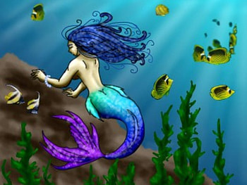Mermaid, fish, abstract HD wallpaper