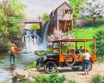 Star Wagon - 1923, old car, fishing, cars, attractions in dreams, people, retro, love four seasons, Star Wagon, 1923, American retro car, draw and paint HD wallpaper