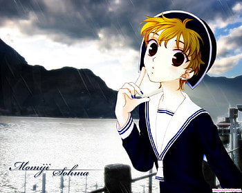 fruits Basket Momiji, momiji, unifrom, bay, clouds, fruits basket, happy, sky, dark HD wallpaper