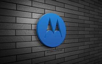 Motorola 3D logo, , gray brickwall, creative, brands, Motorola logo, 3D art, Motorola HD wallpaper
