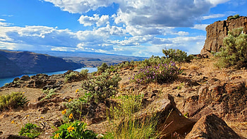 Columbia River Gorge, Oregon, landscape, clouds, sky, rocks, mountains, stones, usa HD wallpaper