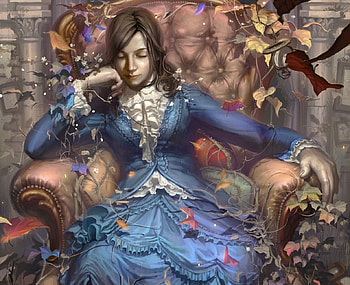 Sleeping beauty, blue, fantasy, reishin, stuff, luminos, girl, sleep HD wallpaper