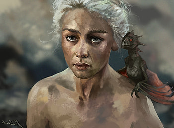 Mother of dragons, daenerys targaryen, fantasy, art, dragon, luminos, game of thrones HD wallpaper