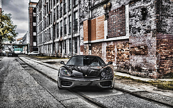 Ferrari 360 Modena, , front view, black sports car, black sports coupe, black 360 Modena, Italian sports cars, Ferrari HD wallpaper
