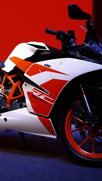 Ktm Rc 200, Red Background HD phone wallpaper