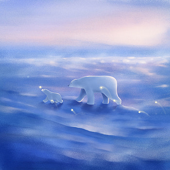Art, Young, Stroll, Family, Joey, White Bears, Polar Bears HD phone wallpaper