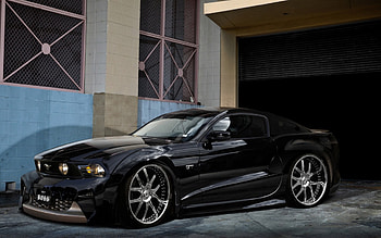Ford Mustang, mustang, muscle, black, tuned HD wallpaper