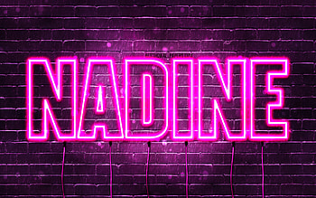 Happy Birtay Nadine, , pink neon lights, Nadine name, creative, Nadine Happy Birtay, Nadine Birtay, popular french female names, with Nadine name, Nadine HD wallpaper
