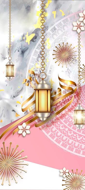 Gold Pink Lantern, ceiling, Christmas, premium, festival, luxury HD phone wallpaper