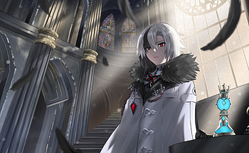 Arlecchino Genshin Impact – Elegant Shadows in a Gothic Cathedral, Arlecchino (Genshin Impact), Genshin Impact HD wallpaper