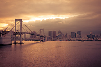 Cities, Water, Sunset, Architecture, Bridge, Design, Construction HD wallpaper