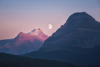 Moon Over Mountains, moon, mountains, nature HD wallpaper