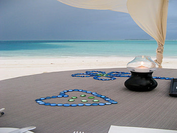 ocean vision, blue, glass, heart, candle HD wallpaper