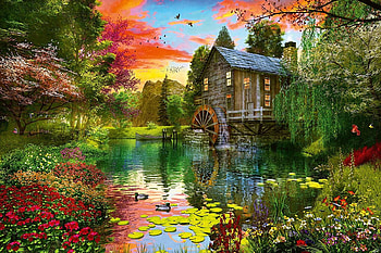 watermill, farm, natur, water, country HD wallpaper