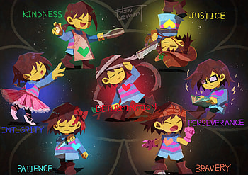 Frisk's Journey: Undertale Wall Art of Determination and Traits, Frisk (Undertale), video game, Undertale HD wallpaper