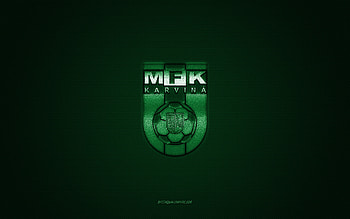 MFK Karvina, Czech football club, green logo, green carbon fiber background, Czech First League, football, Karvina, Czech Republic, MFK Karvina logo HD wallpaper