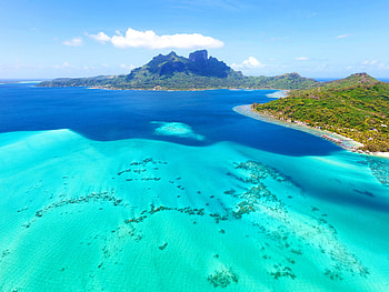 Bora Bora island, Tropical landscape, Blue paradise, South Pacific gem HD wallpaper
