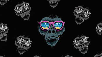 Cool Monkey Dark Minimal , dark, black, minimalism, minimalist, artist, artwork, digital-art HD wallpaper