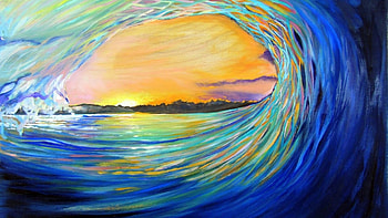 Artistic - Wave Artistic Ocean Sea Painting Sun Sunset HD wallpaper