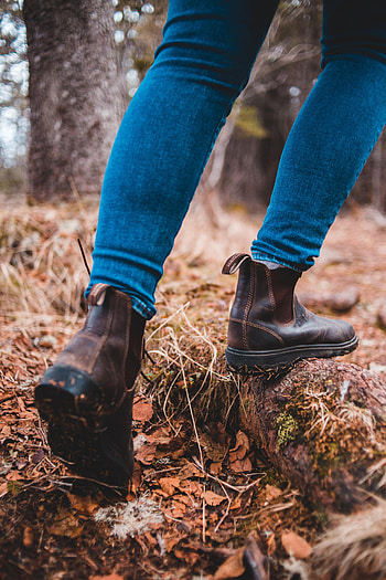Miscellanea, Miscellaneous, Forest, Legs, Traffic, Movement, Boots, Shoes, Jeans, Walking HD phone wallpaper
