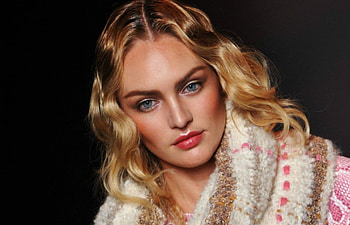Candice Swanepoel, white, black, model, blue eyes, blonde, girl, beauty, woman, pink HD wallpaper