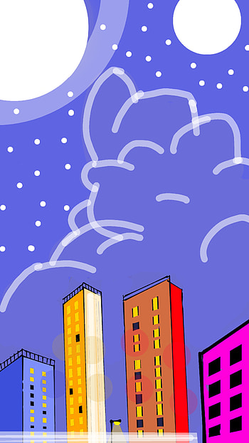 Cartoon Buildings, art, light HD phone wallpaper