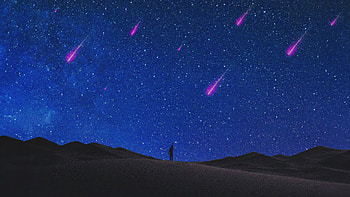 Shooting Stars Adorn The Night Sky, artist, artwork, digital-art HD wallpaper