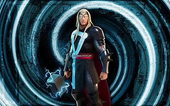 Thor, blue grunge background, Fortnite, vortex, Fortnite characters, Thor Skin, Fortnite Battle Royale, Thor Fortnite HD wallpaper