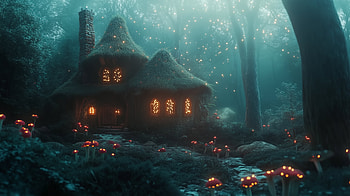 Enchanted Cottage: A Dreamy Fantasy, fantasy, landscape, cottage, mushroom, forest, fantasy landscape HD wallpaper