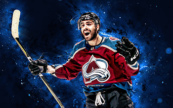 Nazem Kadri, , Colorado Avalanche, NHL, hockey players, blue neon lights, USA, Nazem Kadri , hockey, Nazem Kadri Colorado Avalanche HD wallpaper