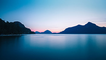 Nature, Sunset, Sky, Sea, Horizon, Hills HD wallpaper