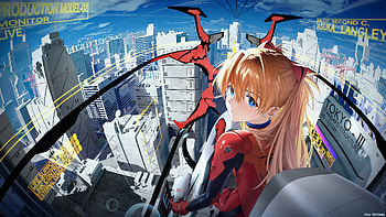 Asuka: Neon Skyline — Evangelion, Anime, Neon Genesis Evangelion, Asuka Langley Sohryu, skyscraper HD wallpaper
