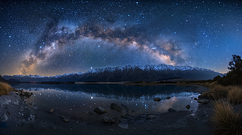Milky Way Night over Mountain Lake |, mountain, water, night, Milky Way HD wallpaper