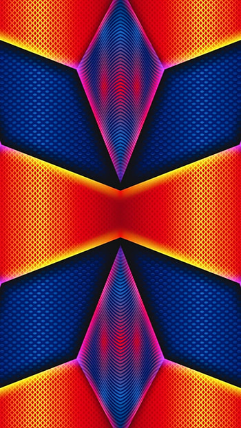 blue orange geometric, digital, red, art, material, modern, texture, design, shiny, abstract HD phone wallpaper