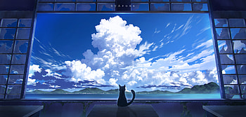 Serene Anime Cat : A Window to Tranquility, Anime, cat, anime cat HD wallpaper