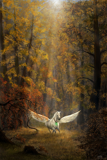 Fantasy, Art, Forest, Wings, Horse, Pegasus HD phone wallpaper
