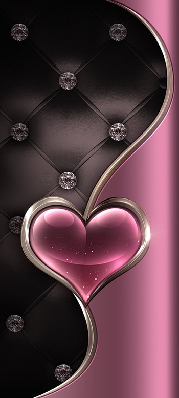 Luxury pink heart, red, diamond, graph, Premium, leather, Crystal HD phone wallpaper