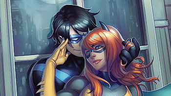Nightwing In Love With Batgirl, nightwing, batgirl, superheroes, artwork HD wallpaper