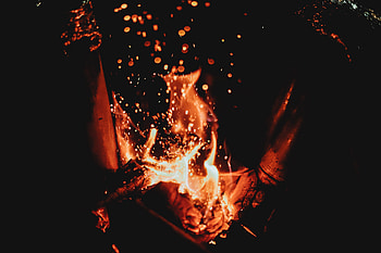 Fire, Bonfire, Dark, Flame, Sparks HD wallpaper