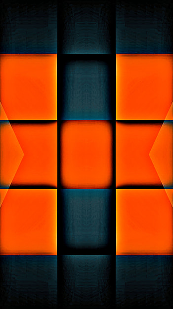 geometric design neon, orange, material, modern, shapes, black, layers, squares, abstract, tint HD phone wallpaper