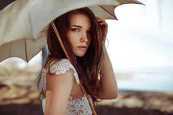 Girl White Dress Umbrella , girls, model, umbrella, white-dress HD wallpaper