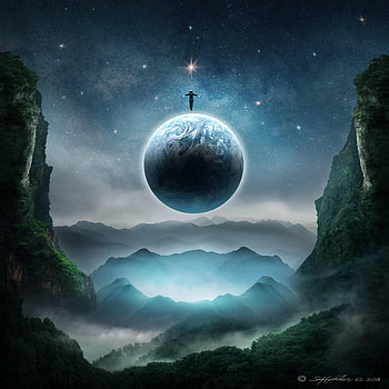 Art, Silhouette, Flight, Planet, Fantastic, Levitation HD phone wallpaper