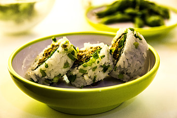Food, Iris, Greens, Plate, Rolls HD wallpaper