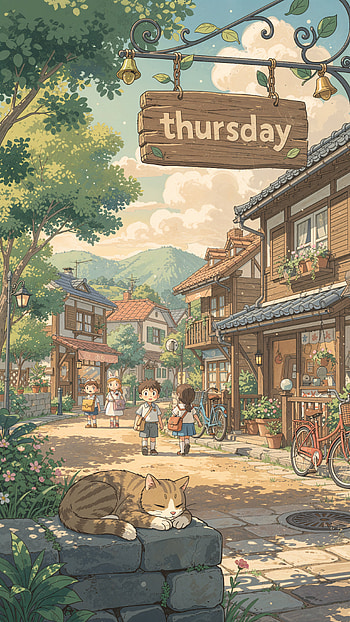 Thursday Stroll — Cozy Village , cat HD phone wallpaper
