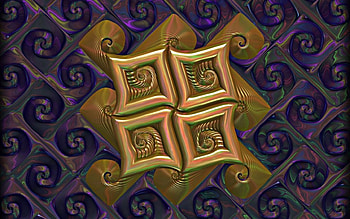Golden and Purple Fractal, golden, purple, fractal, abstract HD wallpaper