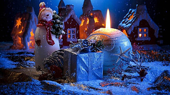 Christmas Decoration, blue, winter, house, beautiful, gift, houses, snowman, decoration, holiday, candle, love, snow, christmas, joy, new year HD wallpaper