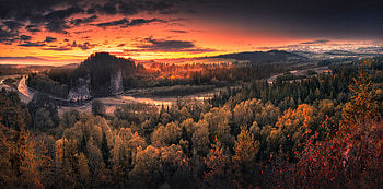Autumn-Sunset, sky, Nature, Sunset, Autumn HD wallpaper